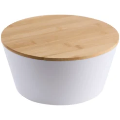 Day salatskål hvit m/bambus lokk
