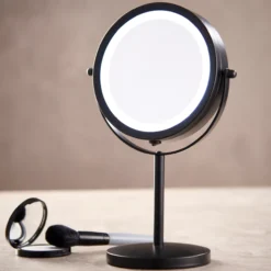 Day speil m/led lys ø17,5 h33cm sort