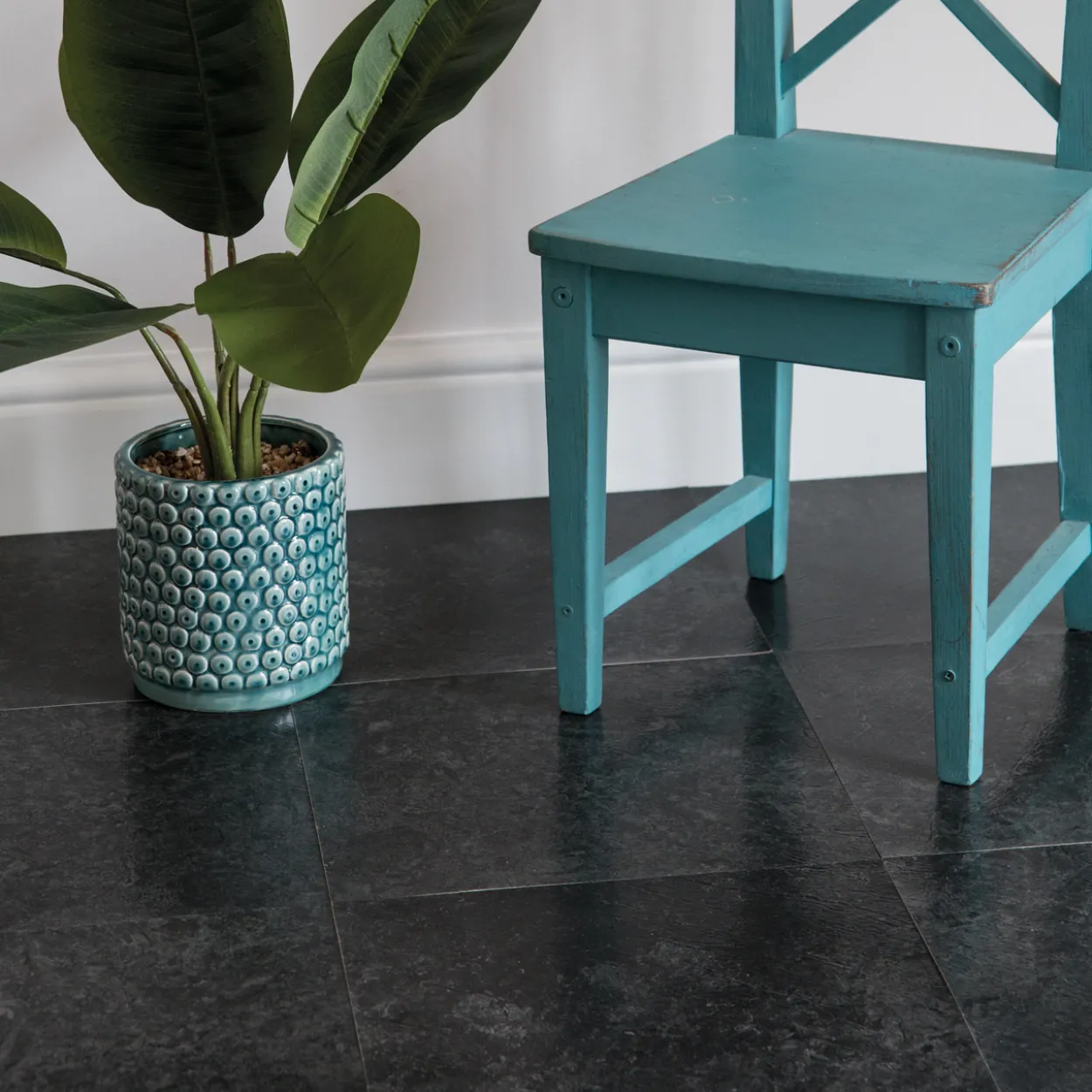 D-c-fix classic selvklebende gulvfliser dark slate matt