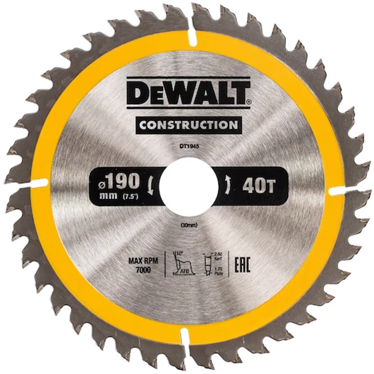 Dewalt sagblad 190x30x40t dt1945 dewalt