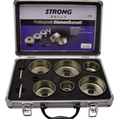 Diamantborsett 8 deler i koffert