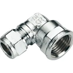 Fonta vinkel m/muffe 15mm x 3/4" forkrommet pex