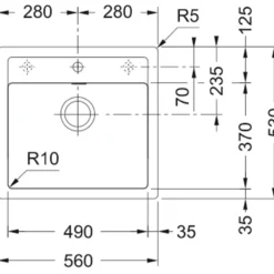 Franke sid 610-50 tectonitevask 1 kum med bakplate