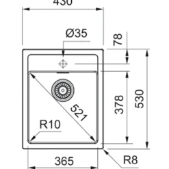 Franke sid 610-40 tectonitevask 1 kum med bakplate
