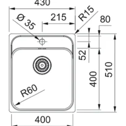 Franke srx 210-40 tl stålvask 1 kum med bakplate