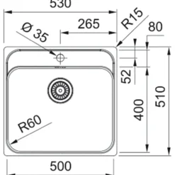 Franke srx 210-50 tl stålvask 1 kum med bakplate