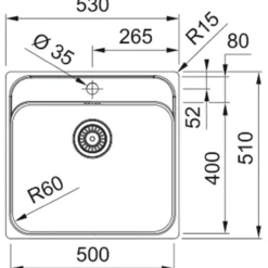 Franke srx 210-50 tl stålvask 1 kum med bakplate