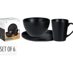 Frokostsett stentøy 6stk sort matt
