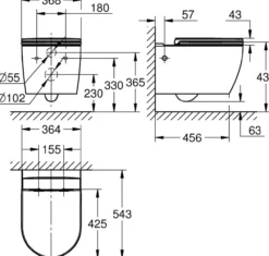 Grohe bau ceramic veggskål m/sete