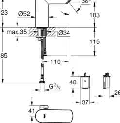 Grohe baucosmo e servantarmatur krom 6v sensor