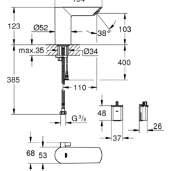 Grohe bau cosmopolitan e berøringsfritt servantbatteri krom