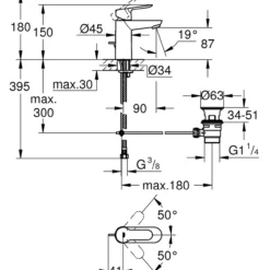 Grohe bauedge servantbatteri small krom
