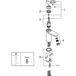 Grohe bauloop servantbatteri small krom
