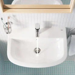 Grohe bau porselen servant vegghengt 55x39 cm m/overløp og pureguard overflate alpinhvit