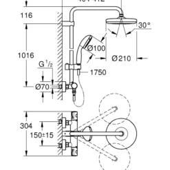 Grohe bay dusjsystem 210 krom