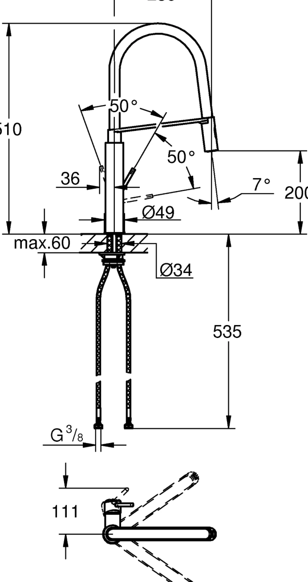 Grohe concetto professional kjøkkenarmatur m/uttrekkbar tut, supersteel