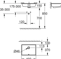 Grohe cube nedfelt servant 50x37 cm alpinhvit