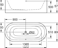 Grohe essence badekar frittstående 180x80 hvit