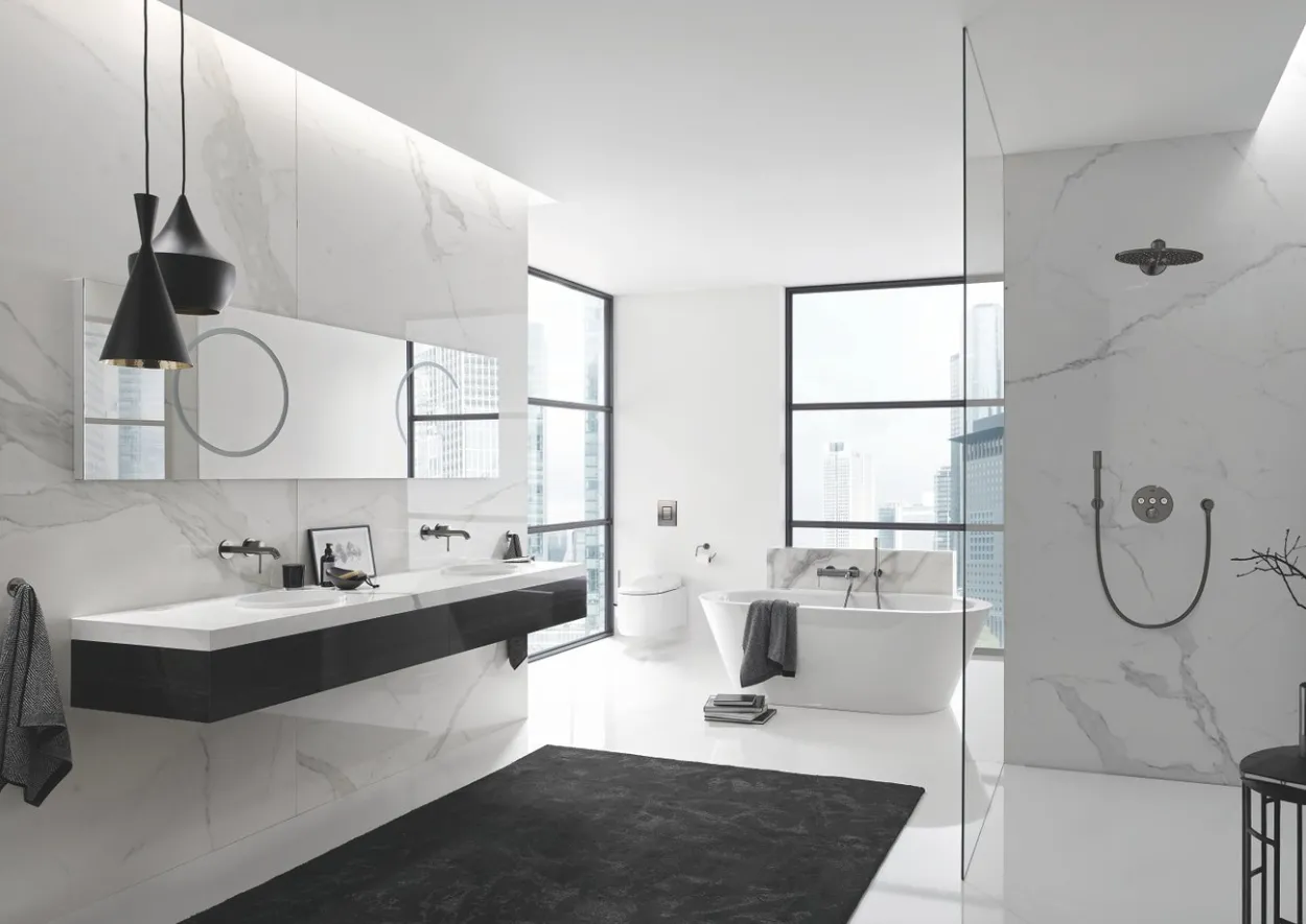 Grohe essence ettgrepsbatteri til kar- og dusjbatteri børstet hard graphite