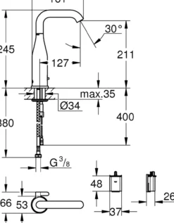 Grohe essence e 6v berøringsfritt servantbatteri krom