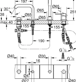 Grohe essence 4-hulls kar- og dusjkombinasjon