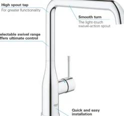 Grohe essence kjøkkenarmatur høy tut krom