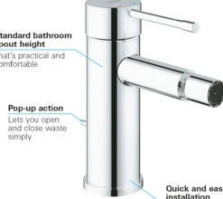 Grohe essence new bidéarmatur small m/oppløftsventil