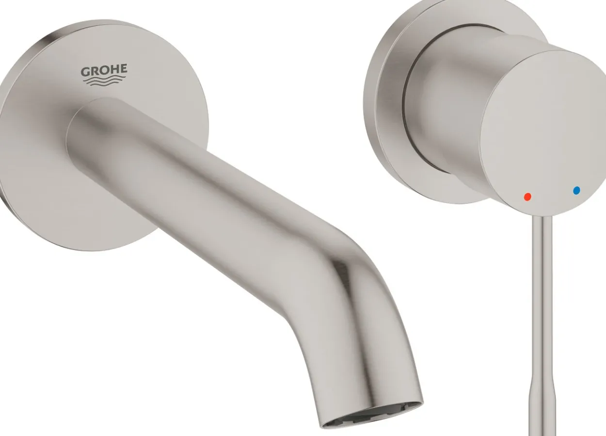 Grohe essence new 2-hulls vegghengt servantbatteri medium, supersteel