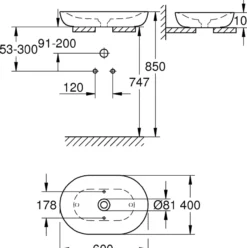 Grohe essence servant 60x40 cm u/overløp alpinhvit