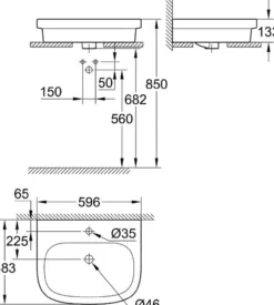 Grohe euro ceramic servant benkmontering 60x48 hvit