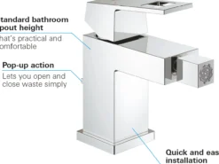 Grohe eurocube bidéarmatur small m/oppløftsventil