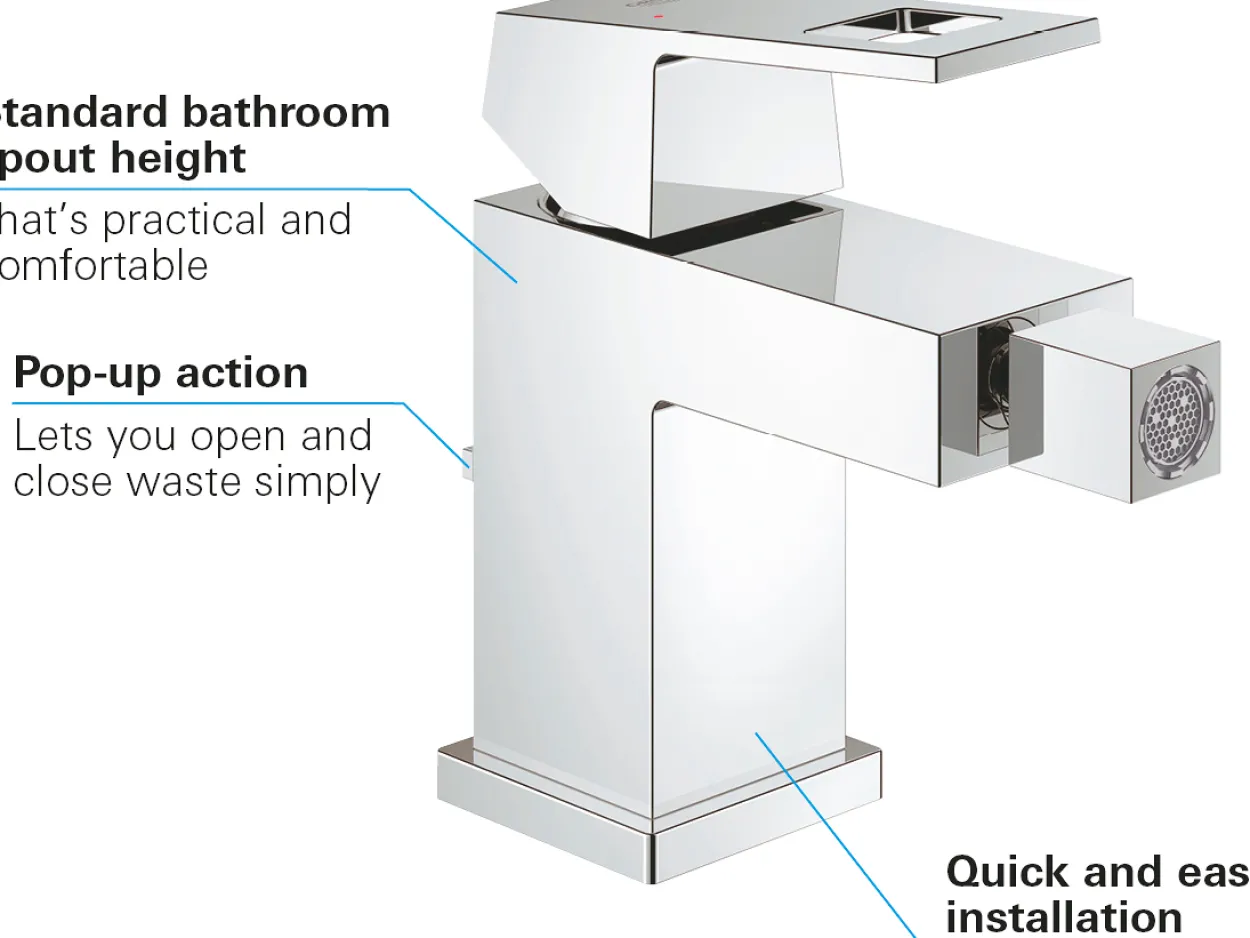 Grohe eurocube bidéarmatur small m/oppløftsventil