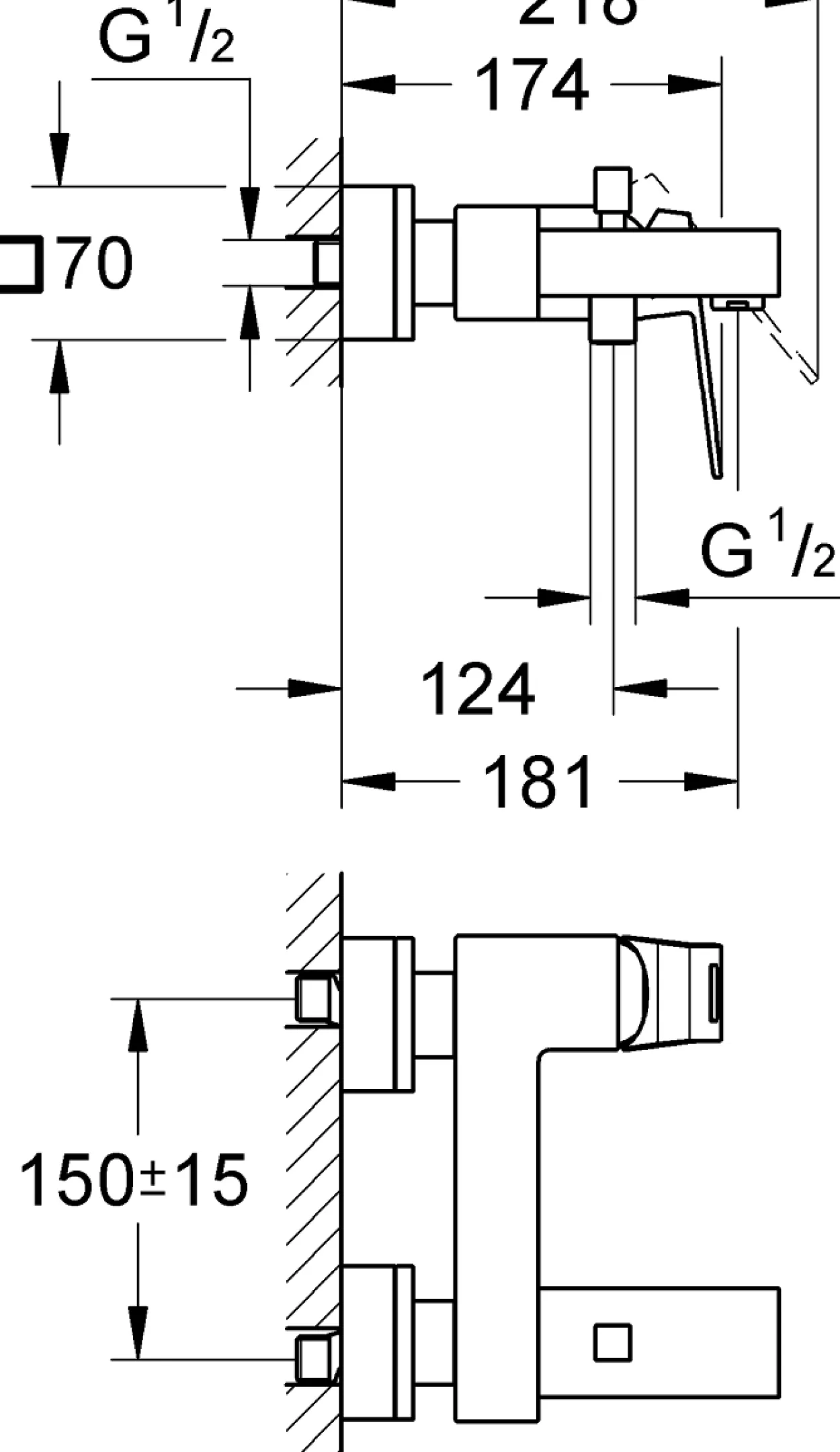 Grohe eurocube ett-greps badekararmatur