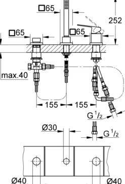 Grohe eurocube 3-hulls kar- og dusjkombinasjon