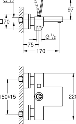 Grohe eurocube joy kar- og dusjbatteri krom