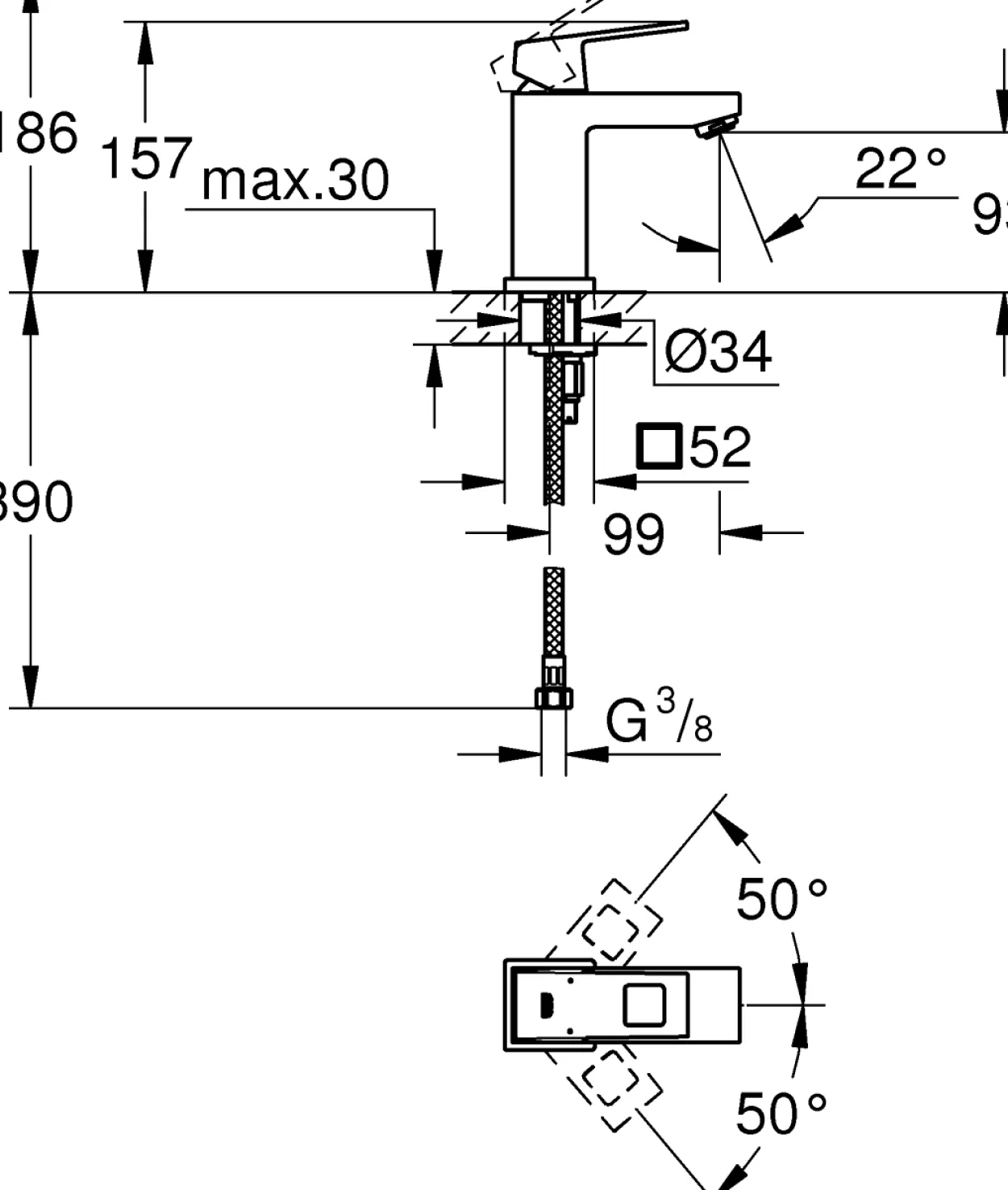 Grohe eurocube servantbatteri small