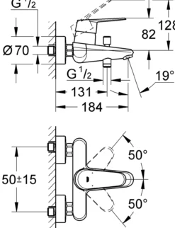 Grohe eurodic kar- og dusjbatteri