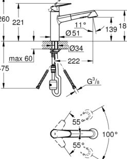 Grohe eurodisc kjøkkenarmatur m/medium uttrekkbar tut