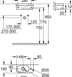 Grohe euro mini servant 37x18 cm alpinhvit