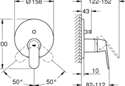 Grohe eurosmart cosmopolitan dusjbatteri m/2-veis omskifter krom