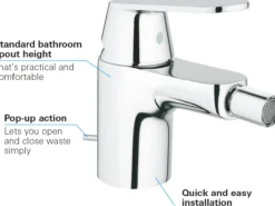 Grohe eurosmart cosmopolitan bidéarmatur small m/oppløftsventil