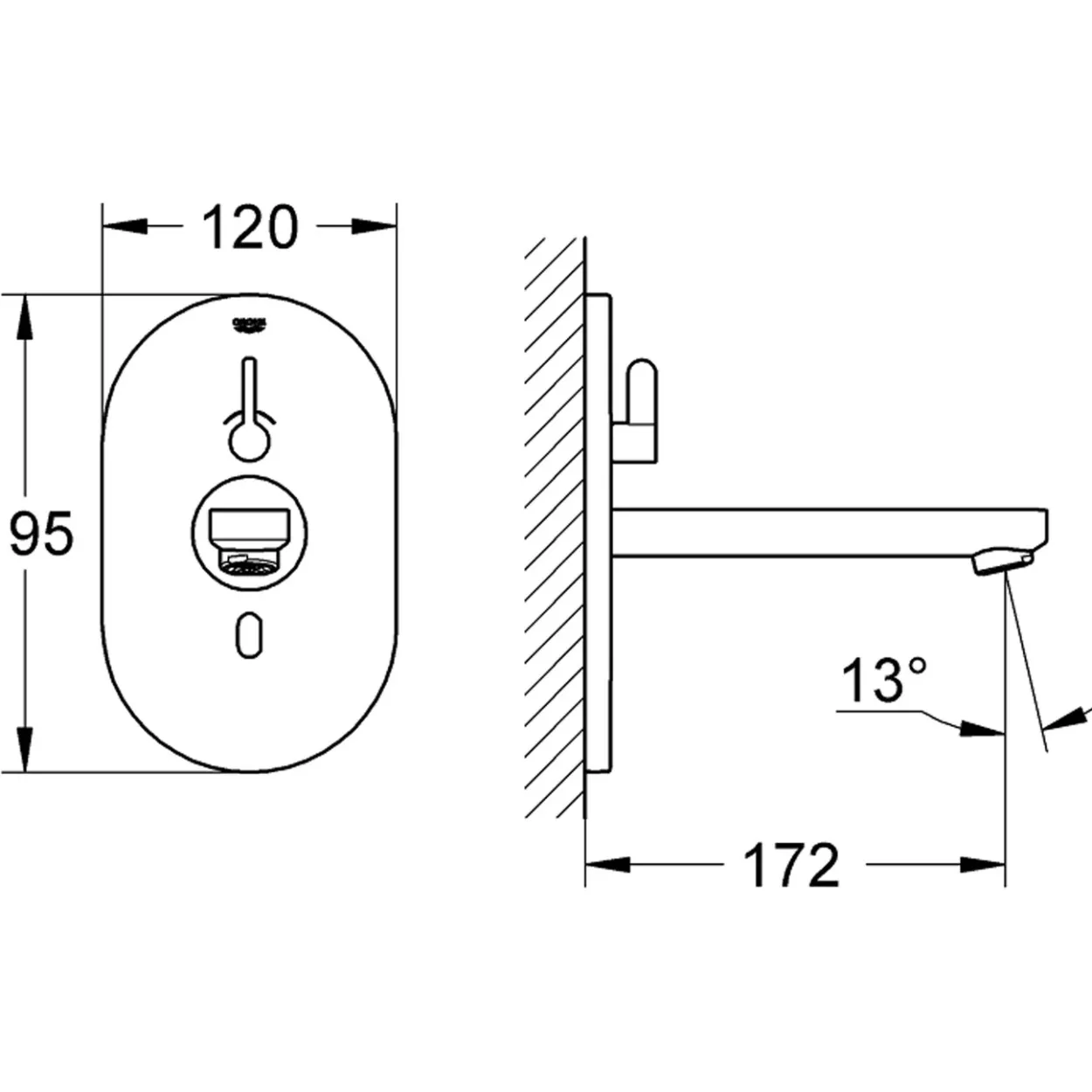 Grohe eurosmart cosmopolitan e elektronisk servantbatteri krom