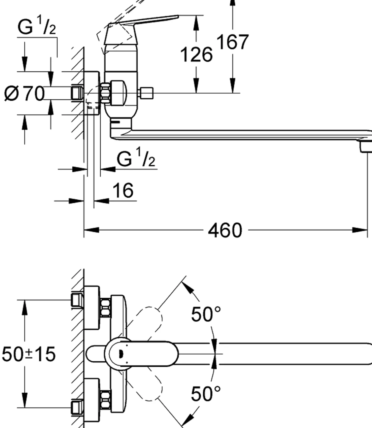 Grohe eurosmart cosmopolitan flerfunksjonsbatteri krom