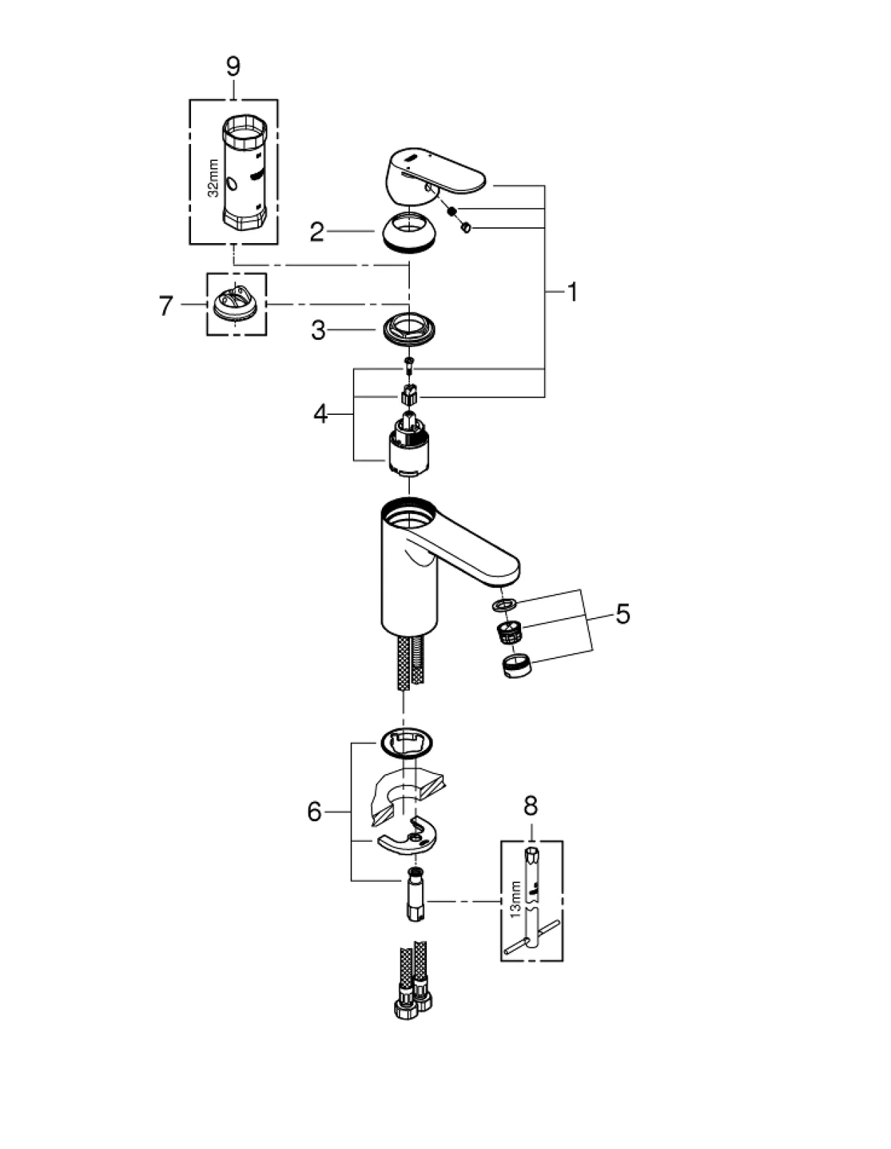 Grohe eurosmart m cosmopolitan servantbatteri supermatt sort