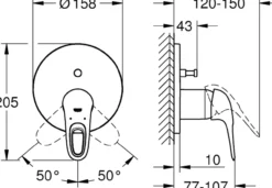 Grohe eurostyle badekarbatteri for innbygging månehvit