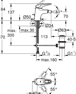 Grohe eurostyle bidéarmatur small m/oppløftsventil