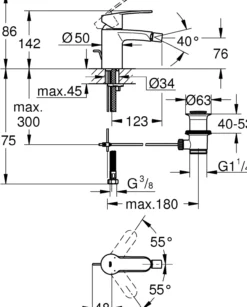 Grohe eurostyle cosmopolitan bidéarmatur small m/oppløftsventil