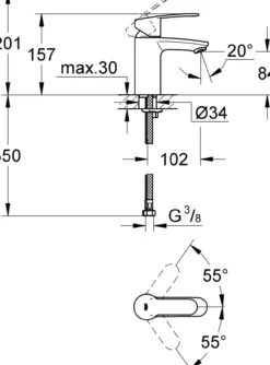Grohe eurostyle cosmopolitan watersaving servantbatteri small