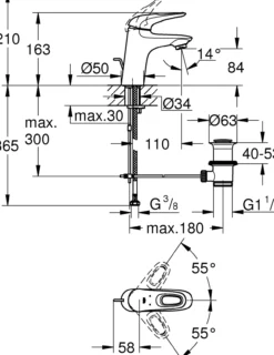 Grohe eurostyle servantbatteri small m/oppløftsventil