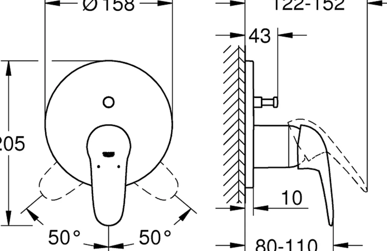 Grohe eurostyle solid badekarbatteri for innbygging krom